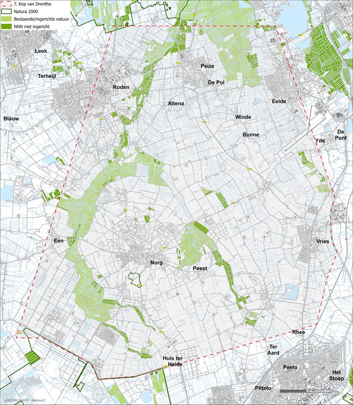 Projectgrens Kop van Drenthe - Klik op de kaart voor een grotere versie