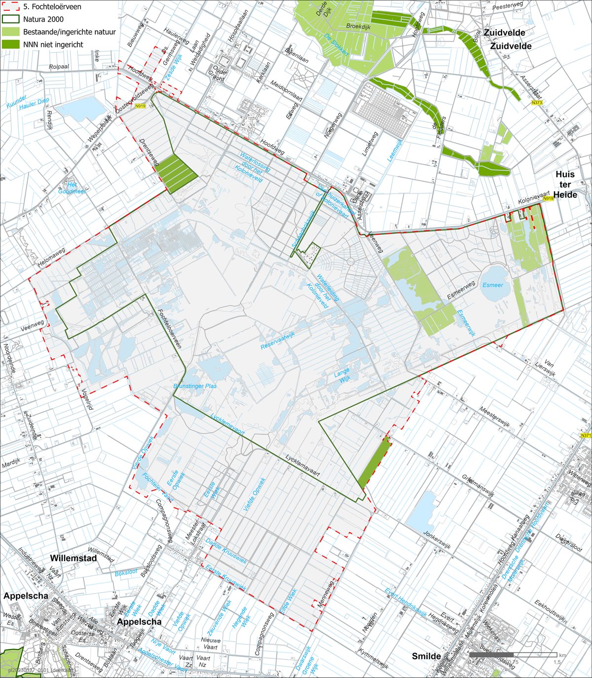 projectgrens landschapskaart fochteloerveen - klik om te vergroten